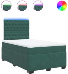 vidaXL sötétzöld bársony rugós ágy matraccal 120 x 200 cm (3293191) (3293191)