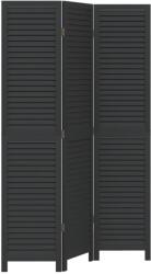 vidaXL 3 paneles fekete tömör császárfa térelválasztó (358846) (358846)