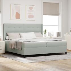 vidaXL Boxrugós ágy fejtámlával Világosszürke 200 x 200 cm Bársony (3342026) (3342026)