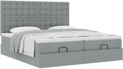 vidaXL Ottomán ágykeret matracokkal Világosszürke 200x200cm szövet (3313741) (3313741)