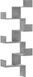 vidaXL betonszürke szerelt fa fali sarokpolc 45 x 45 x 147 cm (852639) (852639)