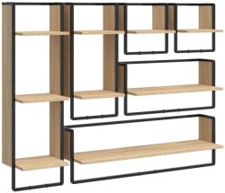 vidaXL 6 részes sonoma tölgy színű szerelt fa fali polc szett rúddal (836314) (836314)