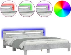 vidaXL betonszürke ágykeret fejtámlával és LED-del 160 x 200 cm (3207535) (3207535)