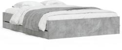 vidaXL betonszürke szerelt fa ágykeret fiókokkal 140x200 cm (3207276) (3207276)