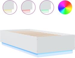 vidaXL fehér szerelt fa ágykeret LED-del 90 x 200 cm (3209632) (3209632)