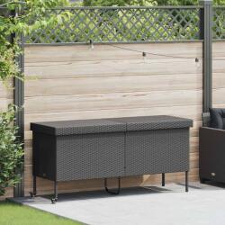 vidaXL fekete polyrattan kerti tárolóláda kerekekkel 160x55x75 cm (4103831) (4103831)
