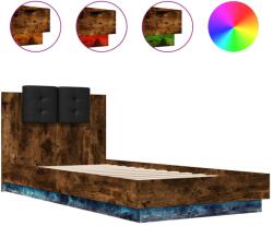 vidaXL füstös tölgy színű ágykeret fejtámlával és LED-ekkel 100x200 cm (3210028) (3210028)