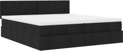 vidaXL oszmán ágykeret matracokkal Fekete 200x200cm szövet (3311982) (3311982)