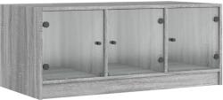 vidaXL szürke sonoma színű dohányzóasztal üvegajtókkal 102x50x42 cm (836418) (836418)