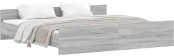 vidaXL szürke ágykeret fej- és lábtámlával 200 x 200 cm (3203738) (3203738)
