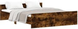 vidaXL füstös tölgyszínű ágykeret fej- és lábtámlával 150 x 200 cm (3203758) (3203758)