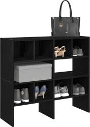 vidaXL cipőtartó állványok 2 db egymásba rakható fekete tölgyfa (858842) (858842)