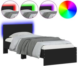 vidaXL fekete ágykeret fejtámlával és LED-világítással 75 x 190 cm (838842) (838842)