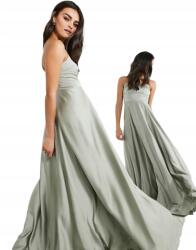 Asos Ruha Szatén Maxi Olíva Színű Vállpántos 40/L Szm 40