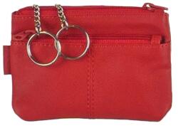 Farkas Két karikás piros puha bőr kulcstartó (5880 red)