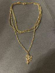  Boho Nyaklánc 3 Arany Színű Lánccal, Rózsa Díszítéssel