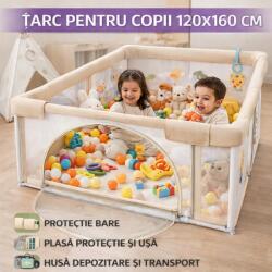  SMARTECH Tarc de joaca pentru copii, centru de activitati, interior si exterior, cu plasa de protectie si usa, bile incluse, protectie bare, XL 120x160cm Multicolor