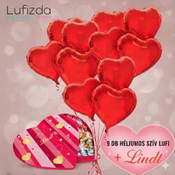  Valentin napi Héliumos luficsokor - INGYENES GLS szállítással, fémdobozos Lindt desszerttel (LUFI932123)