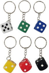  Dobókocka kulcstartó, műanyag, 1, 5x1, 5cm, többféle (KGG-063100) - mesescuccok