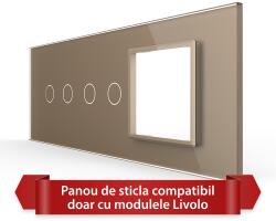 LIVOLO Panou Intrerupator Dublu + Dublu cu Priza LIVOLO din Sticla, Standard Italian - 6/7M SmartElectro IntelligentHouse (VL-P902.2.E-7A)