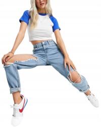 Asos Petite Nadrág Jenasy Kék Kivágásokkal Casual Rzm 30/28