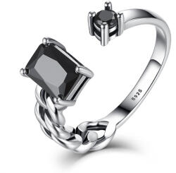 BeSpecial Inel argint reglabil cu franghie si zirconii negre (IST0118)