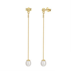 BeSpecial Cercei argint 925 placati cu aur 14K cu perle naturale si zirconiu (ERR45)