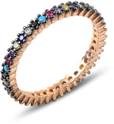 BeSpecial Inel argint Eternity cu zirconii multicolore, placat cu aur roz - ITU0230 (ITU0230_173)