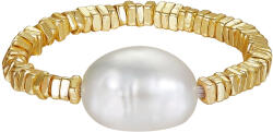 BeSpecial Inel elastic din argint 925 placat cu aur 14K, cu perle naturale (IRR02)