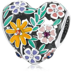 BeSpecial Pandantiv argint inima cu flori colorate (PZT0089)