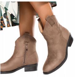 Casu Bézs Női Cowboy Csizma Divatos Díszes Hímzés Alacsony Sarkú Őszi R 41 (7085960000416)