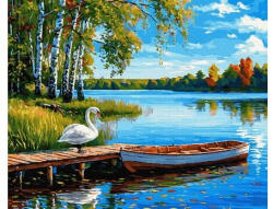 iPicasso Set pictura pe numere, cu sasiu, Ecou de aripi albe, 40x50 cm (PC40501343)