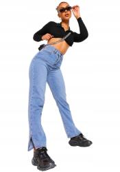 Boohoo Farmer Nadrág Kék Egyenes Casual Spzm 36