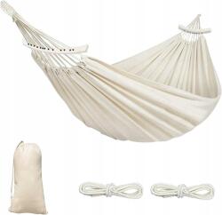 Azaris Nagy Kétszemélyes Függőágy XXXL 260X150CM Fejpánt Kényelmes Krémszínű (DWUOSOBOWY HAMAK OGRODOWY BIAŁY PREMIUM)