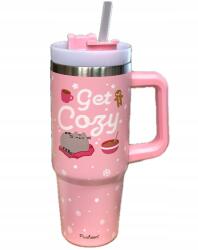 MPM Thermo bögre szívószállal Pusheen 900 ml rózsaszín karácsonyi keksz (5903151078643)