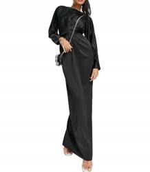 Asos Ruha Maxi Egyenes Fekete Hosszú Ujjú Öv 42/XL Szm 42