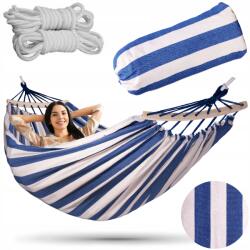 Azaris Kétszemélyes Kerti Függőágy XXXL 260X150 Kötél Nagy Fejpánt Szilárd Akasztók (DWUOSOBOWY HAMAK)