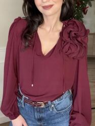  Bordó Virágmintás Ing karácsonyra O. n. e. Fashion, univerzális méret