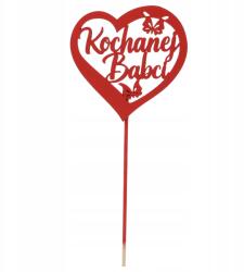  Piros szív felirat a csúcson topper Kedves Nagymama ajándék Nagymama napjára (#13224)