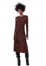 ZARA Ruha MIDI Fekete Piros Print Hosszú Ujjú 36/S Szm S