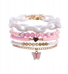  5 Db-os Rózsaszín Love Pillangó Gyöngy Karkötő Szett - Tökéletes Ajándék (1005007307647940)