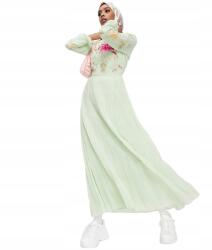 Asos Ruha Maxi Virágok Zöld Fodros Hímzés 38/M Szm 38