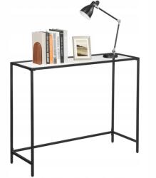 Leobert Nappali konzol Asztal Edzett üveg Fekete Fém Modern 100x80x35cm (5903332063758)
