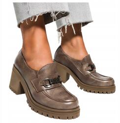 Casu Bézs Női Bőr Mokaszin Széles Építőkockával Lengyel Termék 39-es (7087630000399)