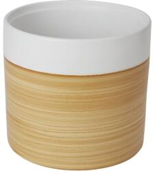 GoodHome Ghiveci din argila, alb, forma rotunda, efect de lemn, 27.8 cm diametru GoodHome