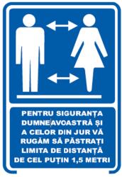 PROTEK Indicator "Pentru Siguranta Dumneavoastra Pastrati Distanta De 1, 5 Metri", 20X30 cm