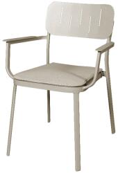 GOODHOME Scaun de gradina Santacruz, bej, metalic, 59.7 x 82.6 x 59.2 cm, perna inclusa