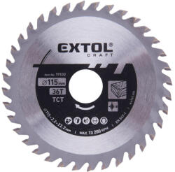Extol körfűrészlap Méret: 115mm, Tengely: 22, 2mm, Vastag: 2, 2mm TCT 36 fogas, sarokcsiszolóra, (HM keményfém lapkás, VIDIA) (19102)