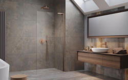 Radaway Modo SL II Brushed Copper Walk-in szálcsiszolt réz zuhanyfal 90 átlátszó balos