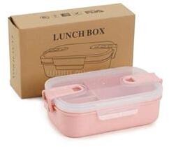 TOO KT-113-P rózsaszín búzaszalma műanyag ebédlő doboz, 6.3×13×21.8 cm (KT-113-P) (KT-113-P)